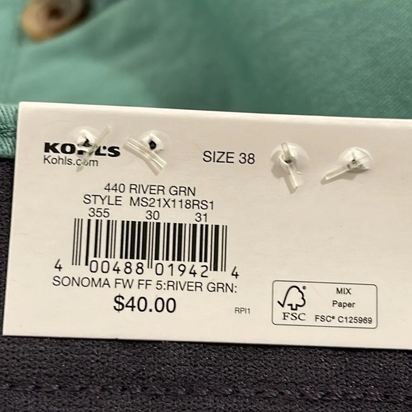 Sonoma Goods For Life 5" Flexwear Flat-Front Shorts With Pockets Size 38 NEW - Picture 5 of 8